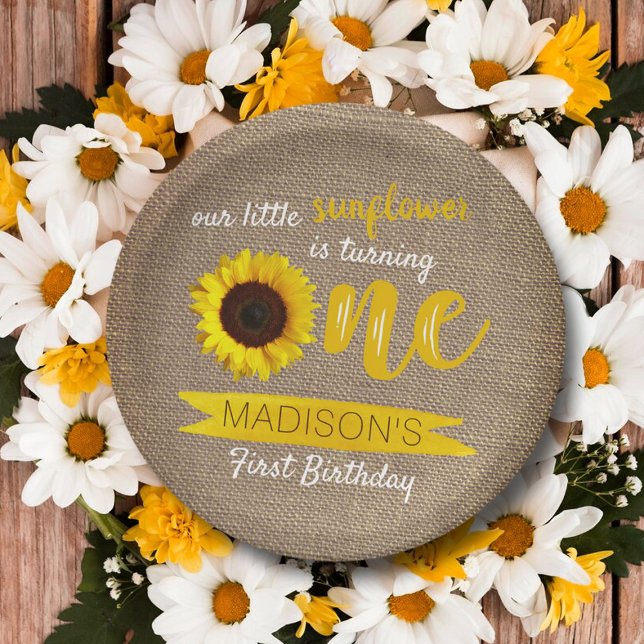 Little Sunflower 1st Birthday Paper Plate (Creator Uploaded)