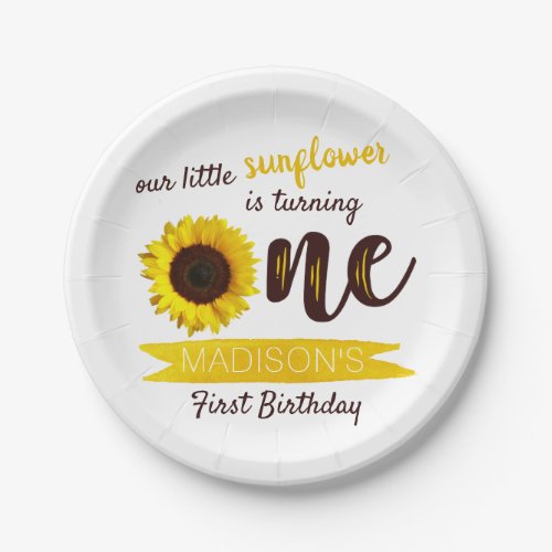 Little Sunflower 1st Birthday Paper Plates