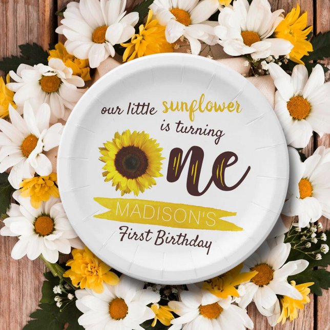 Little Sunflower 1st Birthday Paper Plates (Creator Uploaded)