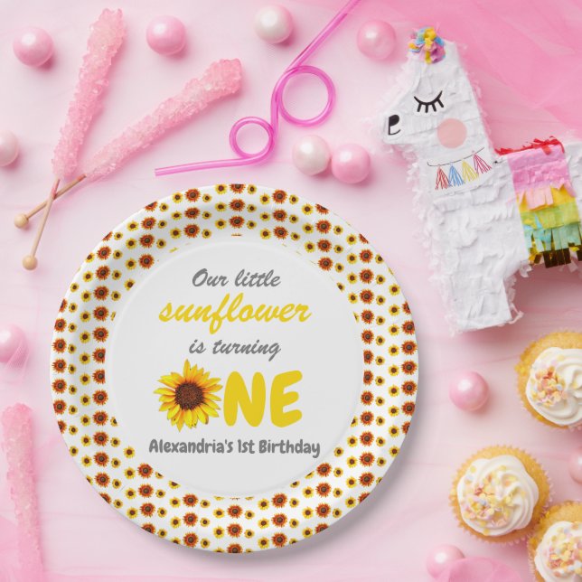 Little Sunflower 1st Birthday Paper Plates (Party)