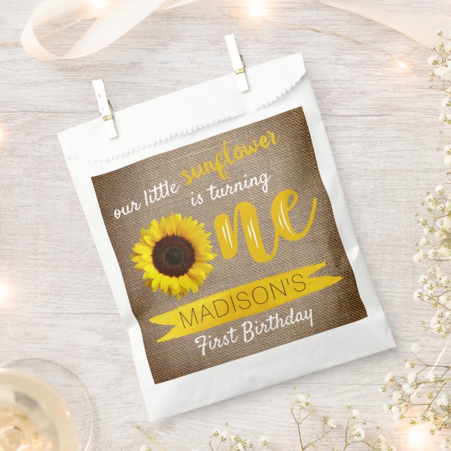 Little Sunflower 1st Birthday Party Favor Bag (Clipped)