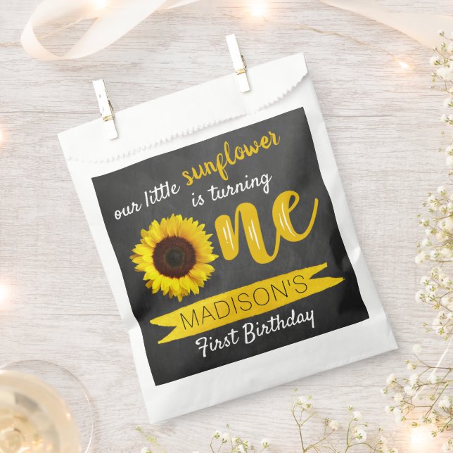 Little Sunflower 1st Birthday Party Favor Bag (Clipped)