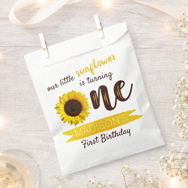 Little Sunflower 1st Birthday Party Favor Bag (Clipped)