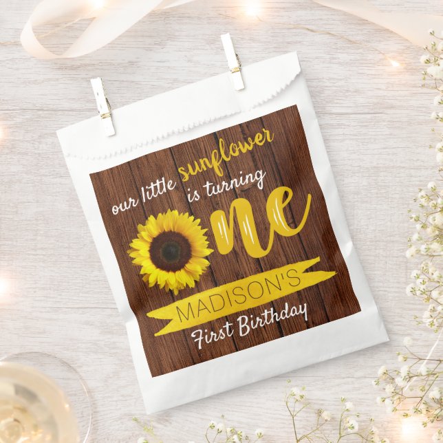 Little Sunflower 1st Birthday Party Favor Bag (Clipped)
