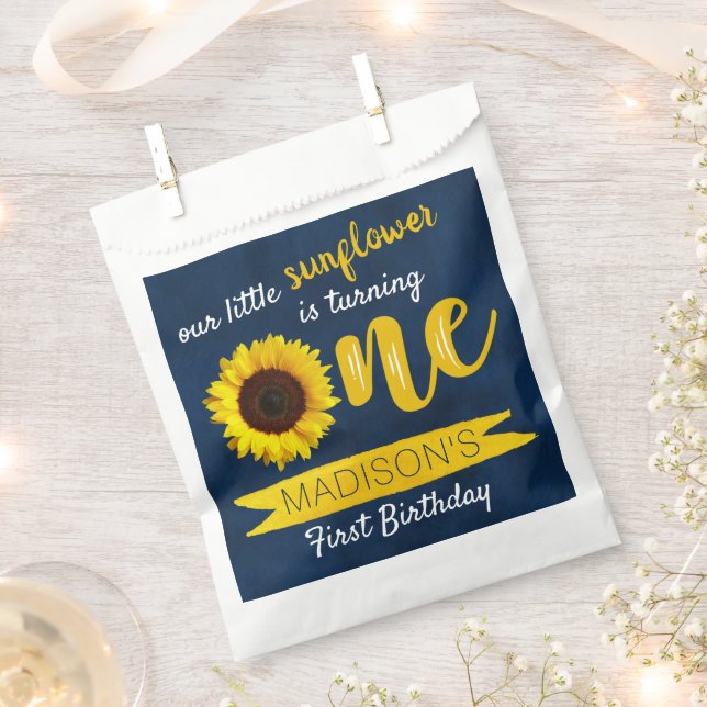 Little Sunflower 1st Birthday Party Favor Bag (Clipped)