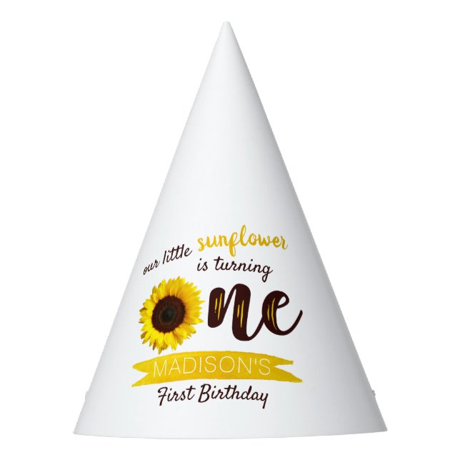 Little Sunflower 1st Birthday Party Hat (Front)