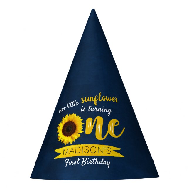 Little Sunflower 1st Birthday Party Hat (Front)