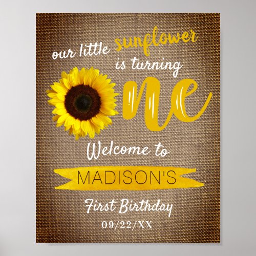 Little Sunflower 1st Birthday Welcome Sign