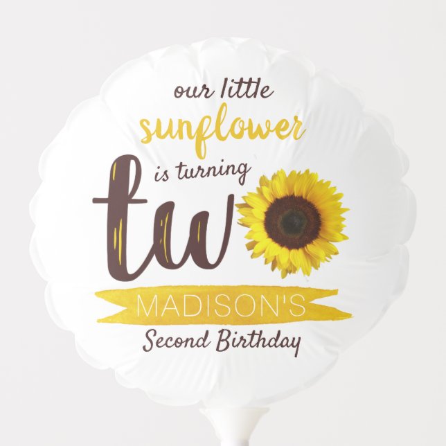 Little Sunflower 2nd Birthday Balloon (Front)