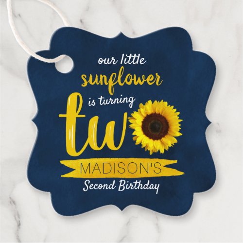 Little Sunflower 2nd Birthday Favor Tags