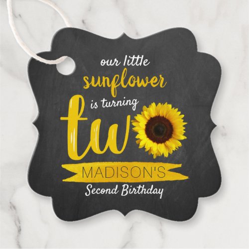 Little Sunflower 2nd Birthday Favor Tags