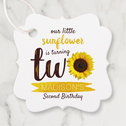 Little Sunflower 2nd Birthday Favor Tags