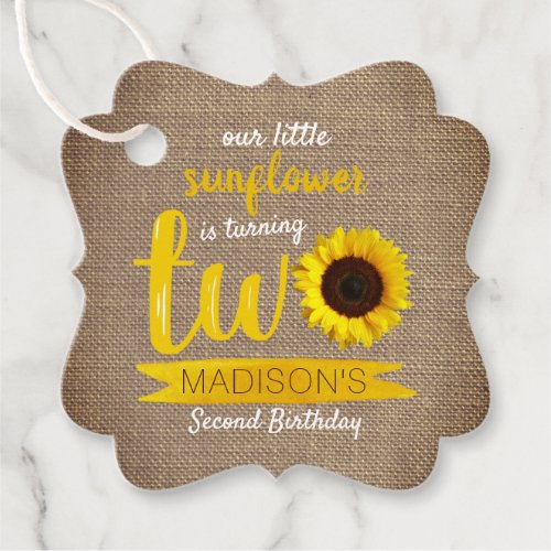 Little Sunflower 2nd Birthday Favor Tags