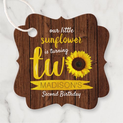 Little Sunflower 2nd Birthday Favor Tags