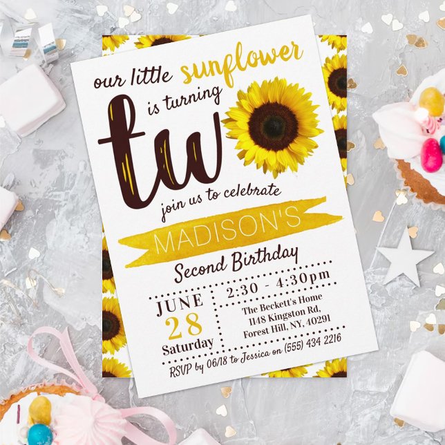 Little Sunflower 2nd Birthday Invitation (Creator Uploaded)