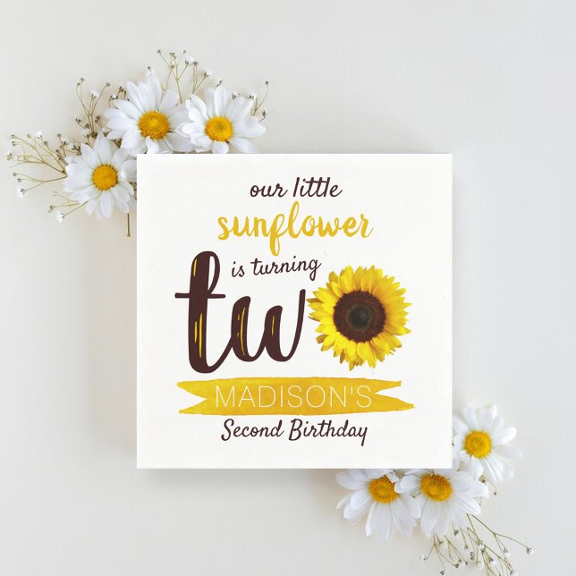 Little Sunflower 2nd Birthday Napkins (Creator Uploaded)
