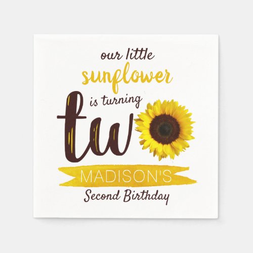 Little Sunflower 2nd Birthday Napkins