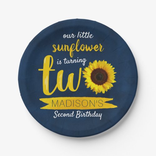 Little Sunflower 2nd Birthday Paper Plate