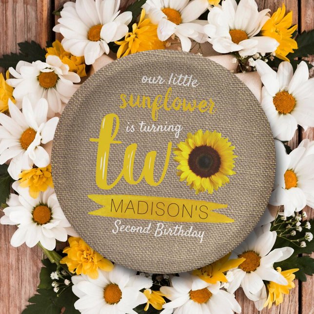 Little Sunflower 2nd Birthday Paper Plate (Creator Uploaded)