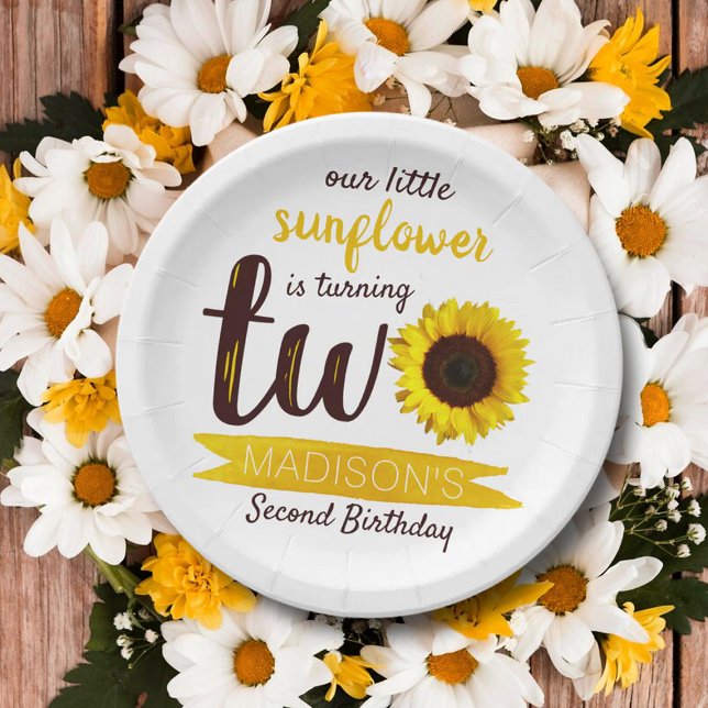 Little Sunflower 2nd Birthday Paper Plates (Creator Uploaded)
