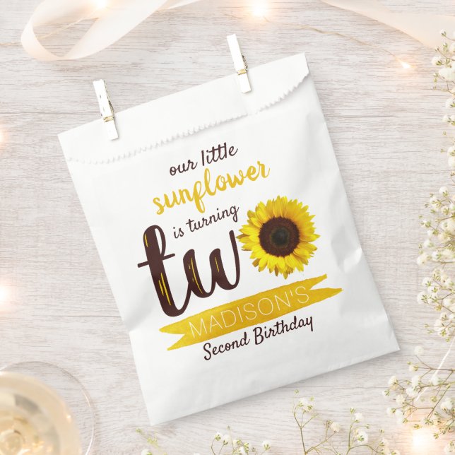 Little Sunflower 2nd Birthday Party Favor Bag (Clipped)