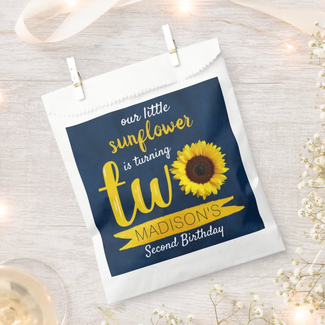 Little Sunflower 2nd Birthday Party Favor Bag (Clipped)
