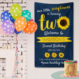 Little Sunflower 2nd Birthday Party Welcome Banner