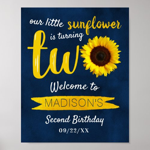 Little Sunflower 2nd Birthday Welcome Sign