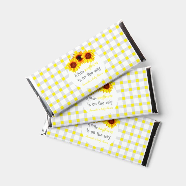 Little Sunflower Baby Shower Hershey Bar Favors (Front)