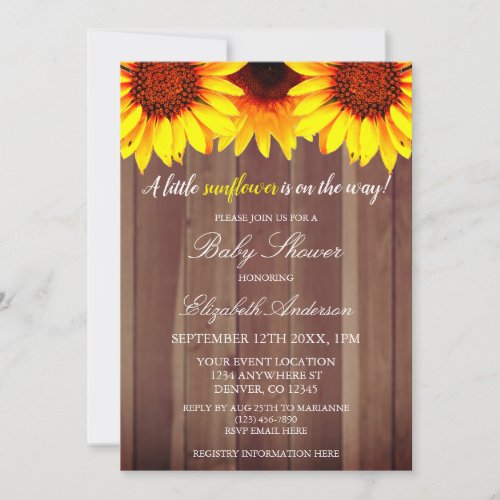 Little Sunflower Baby Shower Invitation