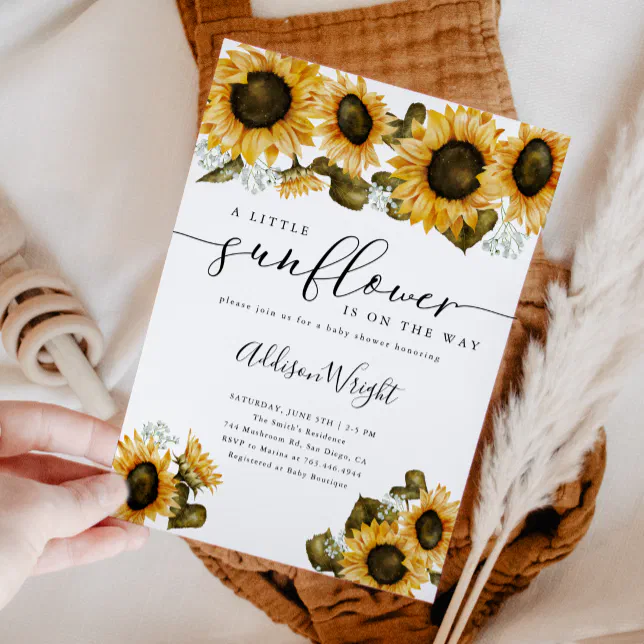 Little Sunflower Baby Shower Invitation 