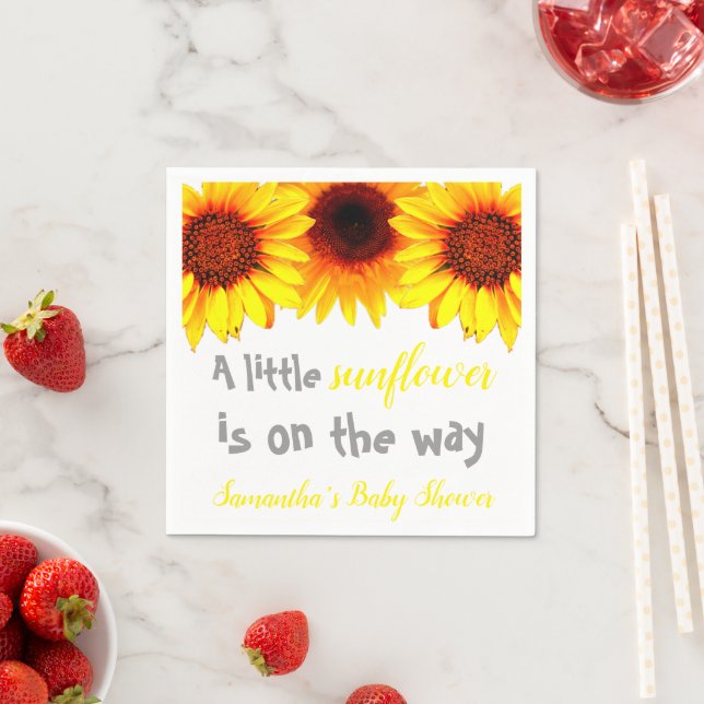 Little Sunflower Baby Shower Napkins (Insitu)