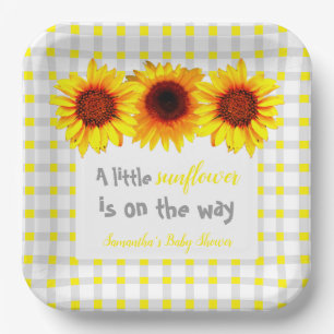 Little Sunflower Baby Shower Paper Plates