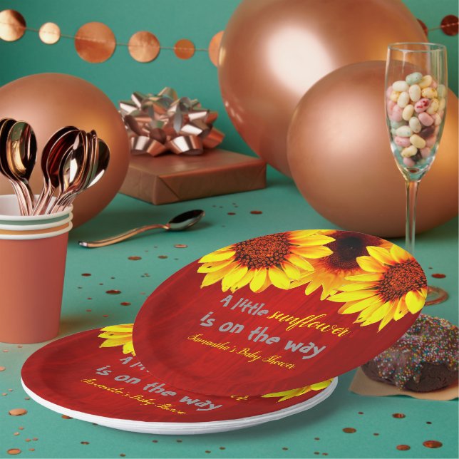 Little Sunflower Baby Shower Paper Plates (Multi)