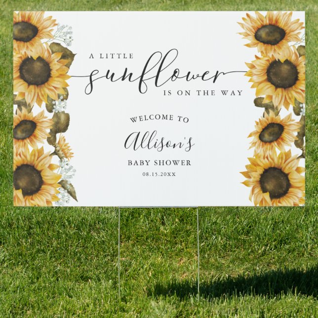 Little Sunflower Baby Shower Yard Sign (Insitu)