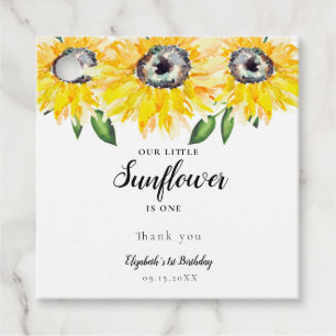 Little Sunflower Birthday One First Elegant Yello Favor Tags