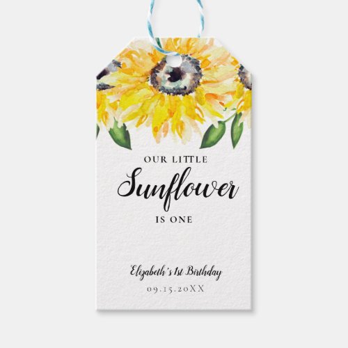 Little Sunflower Birthday One First Elegant Yellow Gift Tags