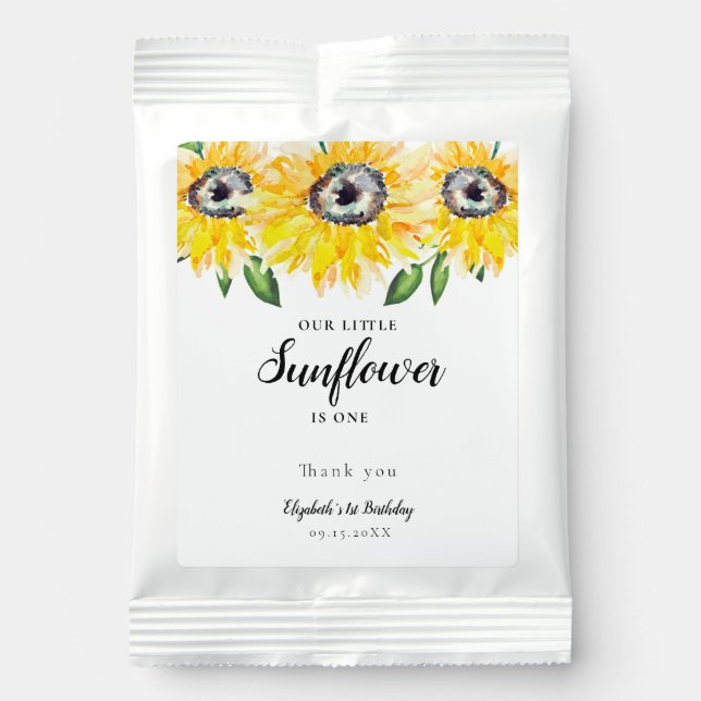 Little Sunflower Birthday One First Elegant Yellow Lemonade Drink Mix (Front)