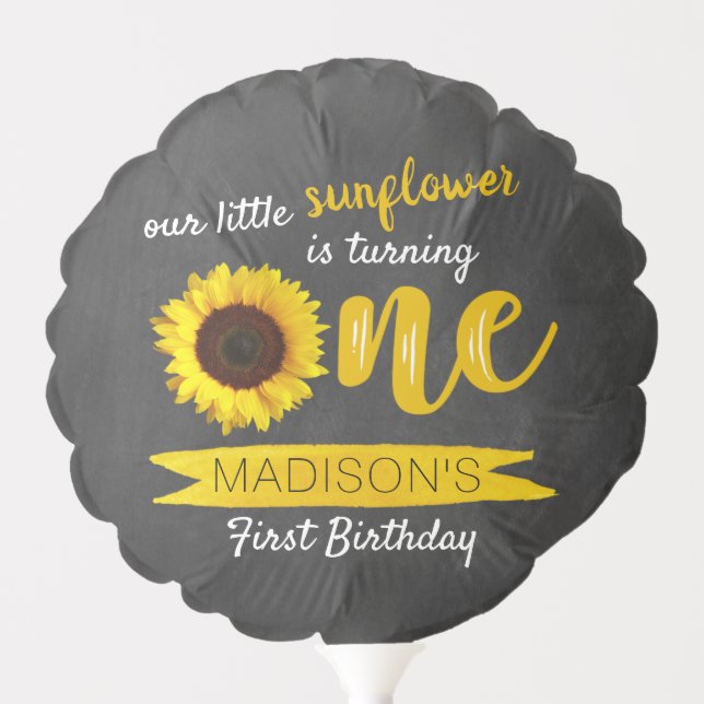 Little Sunflower Chalkboard 1st Birthday Balloon (Front)