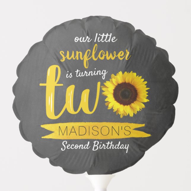 Little Sunflower Chalkboard 2nd Birthday Balloon (Front)