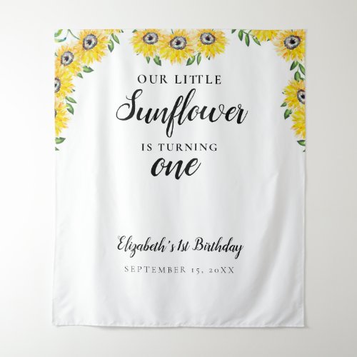 Little Sunflower First Birthday One Background Tapestry