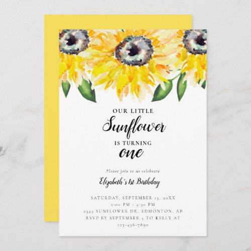 Little Sunflower First Birthday One Elegant Invitation