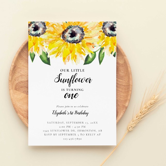 Little Sunflower First Birthday One Elegant Invitation (Creator Uploaded)