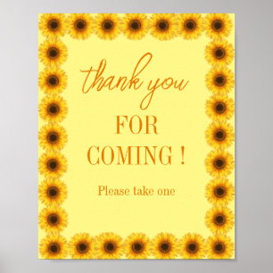 Little Sunflower Floral Girl First Birthday Poster