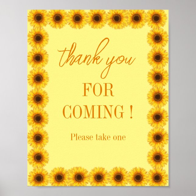 Little Sunflower Floral Girl First Birthday Poster (Front)