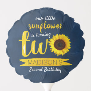Little Sunflower Navy Blue 2nd Birthday Balloon