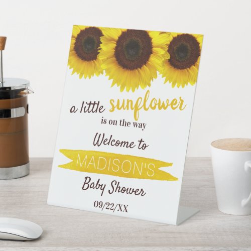 Little Sunflower On The Way Baby Shower Welcome Pedestal Sign