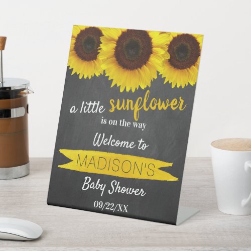 Little Sunflower On The Way Baby Shower Welcome Pedestal Sign