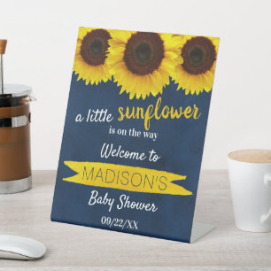 Little Sunflower On The Way! Baby Shower Welcome Pedestal Sign