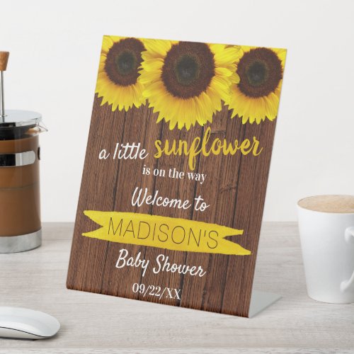 Little Sunflower On The Way Baby Shower Welcome Pedestal Sign